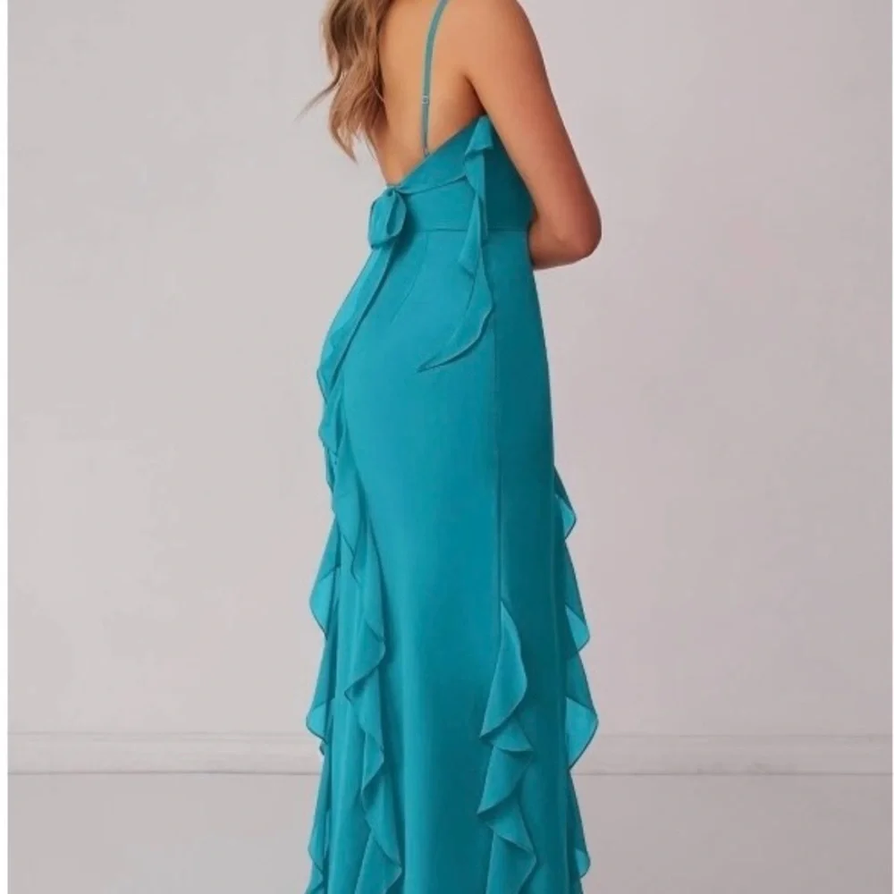 Azazie Barbie Teal Strapless Evening Dress - Picture 2 of 4